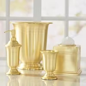 Luxury Copper <b>Bathroom</b> <b>Set</b> Four-Piece Round Metal <b>Accessories</b> for <b>Bathroom</b> Vanity Decor Durable Hotel Spa Style - Product Image 6