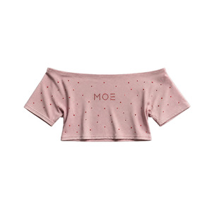 Mode estivale Y2K, haut court à épaules dénudées personnalisé avec strass thermocollants, OEM, uni, décontracté, respirant, chemisier pour femme, fournisseur en gros - Product Image 4