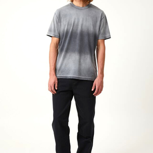 T-shirt unisexe 100 % coton délavé à l'acide, coupe oversize tendance, imprimé vintage, motif lettres pour homme, tissu vieilli - Product Image 1