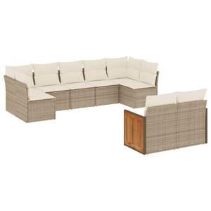 Conjunto de Sofás de Jardín Beige con Cojines Blanco Crema - Product Image 2