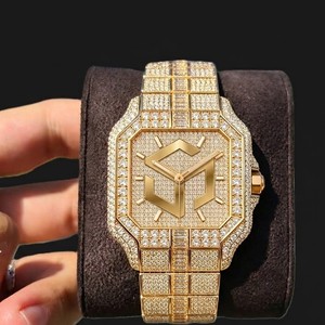 Montre-bracelet analogique polygonale de luxe pour homme, style Hip Hop, avec diamants Moissanite et quartz - Product Image 2
