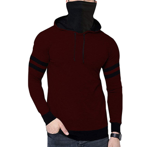 เสื้อฮู้ดผู้ชายสีพื้น ทรงปกติ แขนยาว ผ้าถัก สวมใส่สบาย มีแถบลายที่แขนเสื้อ - Product Image 5