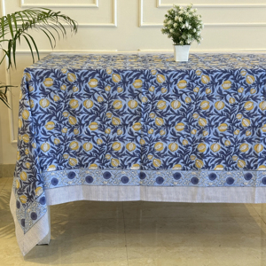 ผ้าปูโต๊ะผ้าฝ้าย 100% พิมพ์ลายดอกไม้ทำมือ สไตล์อินเดียคลาสสิก สำหรับตกแต่งบ้าน งานเลี้ยงค็อกเทล และงานแต่งงาน - Product Image 1