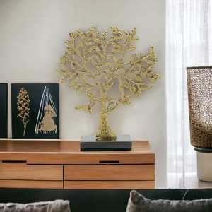Jaffs Exports - Escultura de Árbol Dorado de 31 cm de Alto x 9 cm de Ancho x 27.5 cm de Largo, Arte Metálico Artístico Hecho a Mano, Decoración de Mesa Ecológica, Estilo Moderno - Product Image 2
