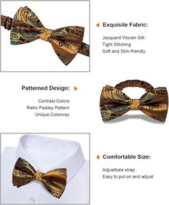 Nœud Papillon en Soie Jacquard Imprimé pour Homme, Pré-noué, Accessoire de Tenue Formelle, Design à Motifs Durable - Product Image 3