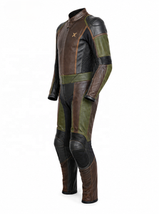 Combinaison de moto en cuir une pièce Adventure |   Adultes en hiver |   Brun olive |   Qualité supérieure |   Conception personnalisée |   Vêtements de course - Product Image 3