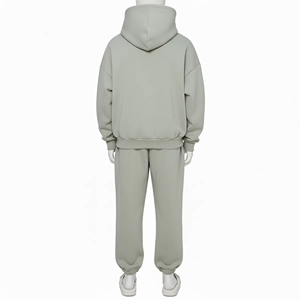 Streetwear Regular Fit Hooded Solid <b>Plus</b> <b>Size</b> Men's 100% Cotton Breathable Sportswear Tracksuit <b>Set</b> with Baggy <b>Joggers</b> - Product Image 4