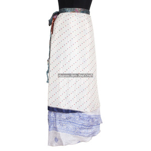 Falda Larga de Seda India de Diseñador, Falda Larga Envolvente de Seda Mágica Reversible de 2 Capas, Falda Envolvente de Seda Sexy para Vacaciones, Falda Envolvente de Seda para Mujer - Product Image 1