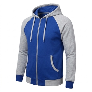 Sweat à capuche zippé bicolore pour homme, panneaux contrastés, style urbain décontracté, vente en gros, fabricant de marques privées, marché américain - Product Image 1