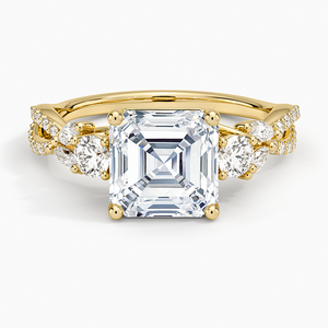 แหวนเพชรทรง Asscher ประดับเพชรสามเม็ด ทองคำขาว 14K เพชรเลี้ยงในห้องปฏิบัติการ รับรองโดย IGI แหวนแต่งงานสำหรับผู้หญิง ของขวัญจากอินเดีย - Product Image 1
