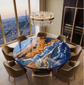 Handcrafted Eco-Friendly <b>Epoxy</b> Resin Coffee <b>Table</b> Natural Live Edge Modern Tabletop Indoor Home Decor Furniture - Product Image 1