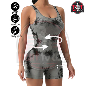 High-Stretch U-Neck Open <b>Back</b> Design <b>Tie</b>-Dye Activewear For Spring Summer Slim Fit Perfect for Yoga & Workout Wear Body Suits - Product Image 5