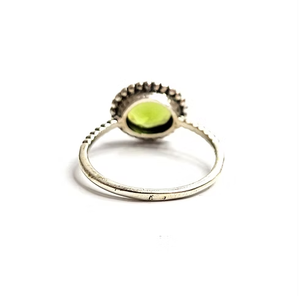 Luxury 925 Sterling Silver Green Peridot <b>Ring</b> Elegant Beaded Halo Design Minimalist <b>Thin</b> Band Fine Jewelry for Women - Product Image 4