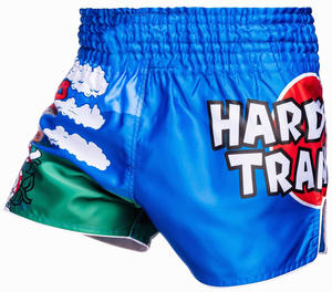 Pantalones cortos de Muay Thai de alta calidad, tela satinada, logotipo personalizado, transpirables, ligeros, para entrenamiento en el gimnasio, cintura elástica, para hombres y mujeres. - Product Image 6