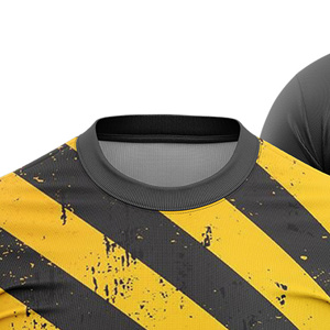 Custom Sublimated Soccer Jersey <b>Men</b> Black Yellow Striped Crew Neck Short Sleeve Moisture Wicking Lightweight Color Blocked - Product Image 2