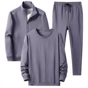 Ensemble de survêtement 3 pièces ROLEIN pour homme, 100 % coton, respirant, anti-bactérien, imprimé, léger, sportif, uni, avec élastique - Product Image 5