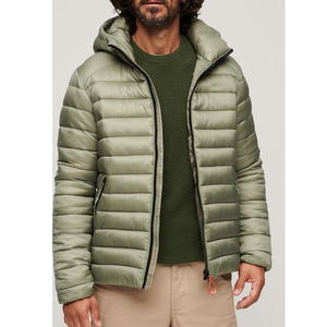 High Quality Nylon <b>Black</b> Puffer Jacket for Men Winter Bubble <b>Windbreaker</b> with Stand Collar Plus Size Canvas Fabric - Product Image 2