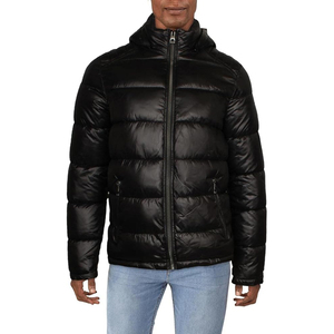 Hooded Heavy Designer Puff Padded Coat Oversized Down Bubble Winter Custom Men Puffer <b>Jacket</b> with Sleeve - Product Image 1