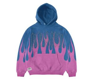 Sweat-shirt à capuche unisexe noir et rose flamme avec logo en strass, streetwear, pour adulte, automne, manches longues, coupe ample, fermeture à cordon - Product Image 2