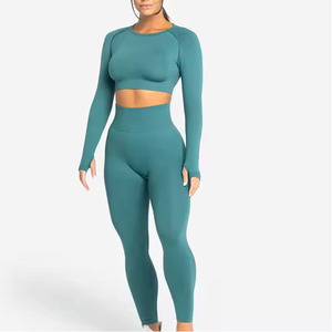 2 Piece Seamless Yoga <b>Sets</b> High Waisted Leggings and Sports Bra <b>Set</b> Ribbed Workout Yoga <b>Sets</b> <b>Women</b> 2 Piece Fitness Gym Wear - Product Image 1