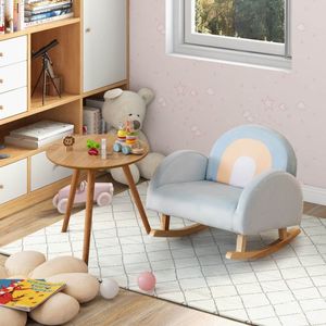 Chaise à bascule pour tout-petits avec cadre en bois massif et revêtement en velours doux, chaise pour enfants - Product Image 2