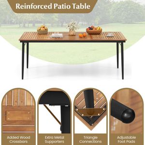 Mesa de Comedor para Exterior de Madera de Acacia de 79 Pulgadas para 8 Personas con Orificio para Sombrilla - Product Image 5