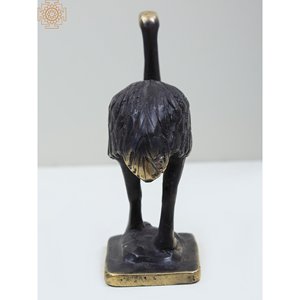 Petite Figurine d'autruche en laiton de 4 pouces Statue d'oiseau décorative Sculpture Statuette d'oiseau commun - Product Image 4