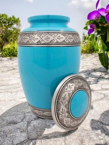 Urne funéraire pour animaux de compagnie finition argentée, forme ronde, motif empreinte de patte, cadeau de sympathie, style moderne minimaliste, vase en métal durable, capacité 1-2L - Product Image 2