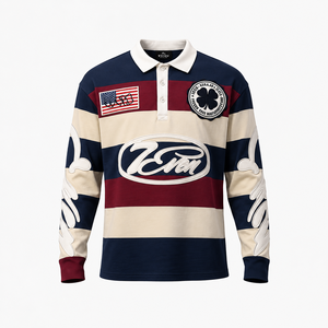 T-shirt Homme Streetwear Haute Qualité Imprimé et Brodé Personnalisé Manches Courtes Coupe Oversize Motif Rugby Anti-Plis avec Poche - Product Image 1