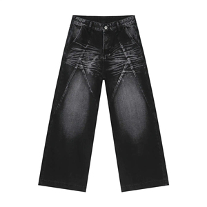 Custom <b>Men</b>’s Wide Leg Baggy Jeans Premium Washed Denim Fabric Loose Fit Streetwear Casual Pants Fashion <b>Trousers</b> - Product Image 1