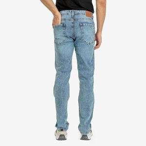 Men's Casual Straight Regular Fit Mid Rise Button Solid Washed Denim <b>Jeans</b> Crafted with Premium Cotton Stretch Fabric Breathable - Product Image 2
