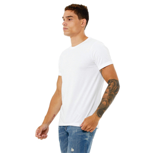 T-shirts à manches courtes pour hommes en polyester/coton blanc, sensation coton, impression de logo personnalisée, sérigraphie, col tricoté uni - Product Image 3