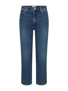 Jean en denim délavé coupe droite pour femme, taille mi-haute, coupe ample, longueur intégrale, style décontracté, bleu clair, en coton respirant - Product Image 6