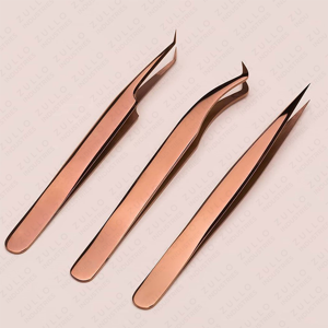 Juego de Pinzas para Pestañas de Oro Rosa Personalizadas, Herramienta de Extensión de Pestañas de Acero Inoxidable con Estuche, Kit de Belleza de Marca Privada - Product Image 5