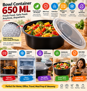 Boîte alimentaire ronde en PP 750ml, qualité alimentaire, sans BPA, compatible micro-ondes, pour currys, riz, plats à emporter, livraison de repas, préparation de repas - Product Image 4