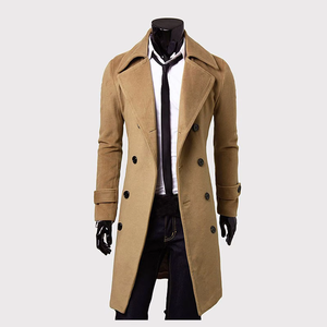 Manteau en cuir pour homme, coupe slim, élégant, trench-coat, double boutonnage, long coupe-vent, veste d'extérieur, chaquetas hombre - Product Image 3