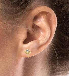 Pendientes de Diamantes Florales de Oro Sólido de 14K con Diseño Único para Mujer, Diamantes Cultivados en Laboratorio con Corte Brillante Redondo, Claridad VVS1, Lujo - Product Image 4