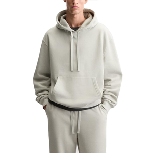 Sweat à capuche unisexe surdimensionné – Mélange de coton, encolure croisée, ourlet et poignets côtelés, couleur Avoine - Product Image 1