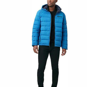 DAIZEN STAR Men's Blue Hooded Puffer Jacket Waterproof Windproof Polyester Filling Winter Casual Zipper Closure Regular Fit - Product Image 6