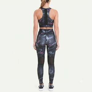 Ensemble de yoga et de fitness pour femmes avec impression par sublimation de logo personnalisé, leggings taille haute et soutien-gorge de sport en mesh, tenue de sport, survêtement - Product Image 3
