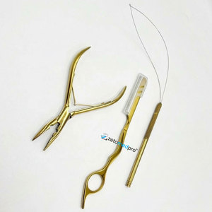 Pinza de 2 orificios de acero inoxidable quirúrgico con plasma dorado, tipo cuchilla, pinza de cocodrilo, tijera para extensiones de cabello - Product Image 5