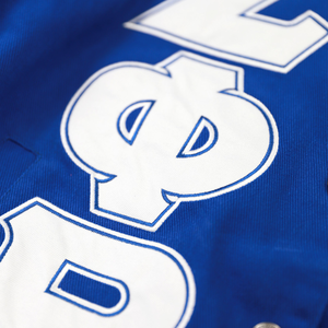 เสื้อแจ็คเก็ต Zeta Phi Beta Centennial Racing สีน้ำเงินรอยัล สำหรับผู้หญิง  แบบตัวอักษรกรีก  รุ่น Varsity ปี 1920  ปักลาย ZPB  เสื้อคลุมสตรีนักกีฬามหาวิทยาลัย - Product Image 4