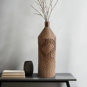 Premium Metal Flower Vase ZAHID EXPORTS ZE-3601Y Luxury High End Coastal Iron Eco-Friendly for Hotel Living Room Home Decoration - Product Image 1