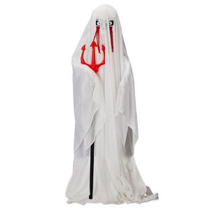 Fantasma Animatronico di Halloween a Grandezza Naturale (1,3 m) con Tridente, Luci Verdi Attivate dal Suono, Decorazioni per Feste all'Aperto - Product Image 1