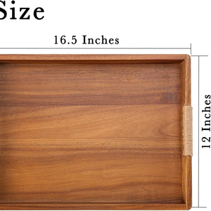 Wooden <b>Tray</b> with Walnut Grain Handle, Rectangular Household <b>Tea</b> <b>Tray</b> Storage <b>Tray</b> - Product Image 2