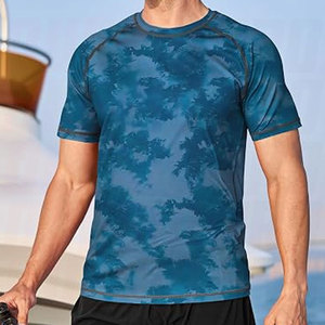 Men's <b>Swim</b> <b>Shirts</b> UPF 50 Plus Sun Protection Quick Dry Allover Print Camo Tee Lightweight Breathable Performance Rash Guard - Product Image 2