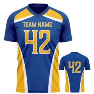 Camiseta de Fútbol Americano Sublimada Personalizada con Cuello en V, 100% Poliéster, Absorbe la Humedad, Uniforme de Equipo, OEM al por Mayor - Product Image 1