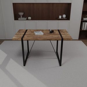 Ensemble de table à manger moderne de 55 pouces en MDF bois foncé avec 4 chaises de cuisine en bois de style médiéval, design rectangulaire en métal pour salle à manger - Product Image 6