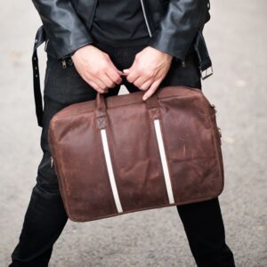 Luxury Full Grain Leather Business Laptop Bag Premium Brown Messenger <b>Briefcase</b> for Men with Professional Style - Product Image 1