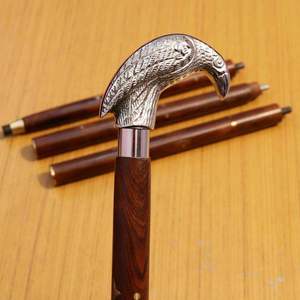 <b>Vintage</b> Handmade Wooden Bird Cane Black T-Handle Polished Walking <b>Stick</b> Still Life Pattern-Home Decor Valentine's Day New Year - Product Image 2